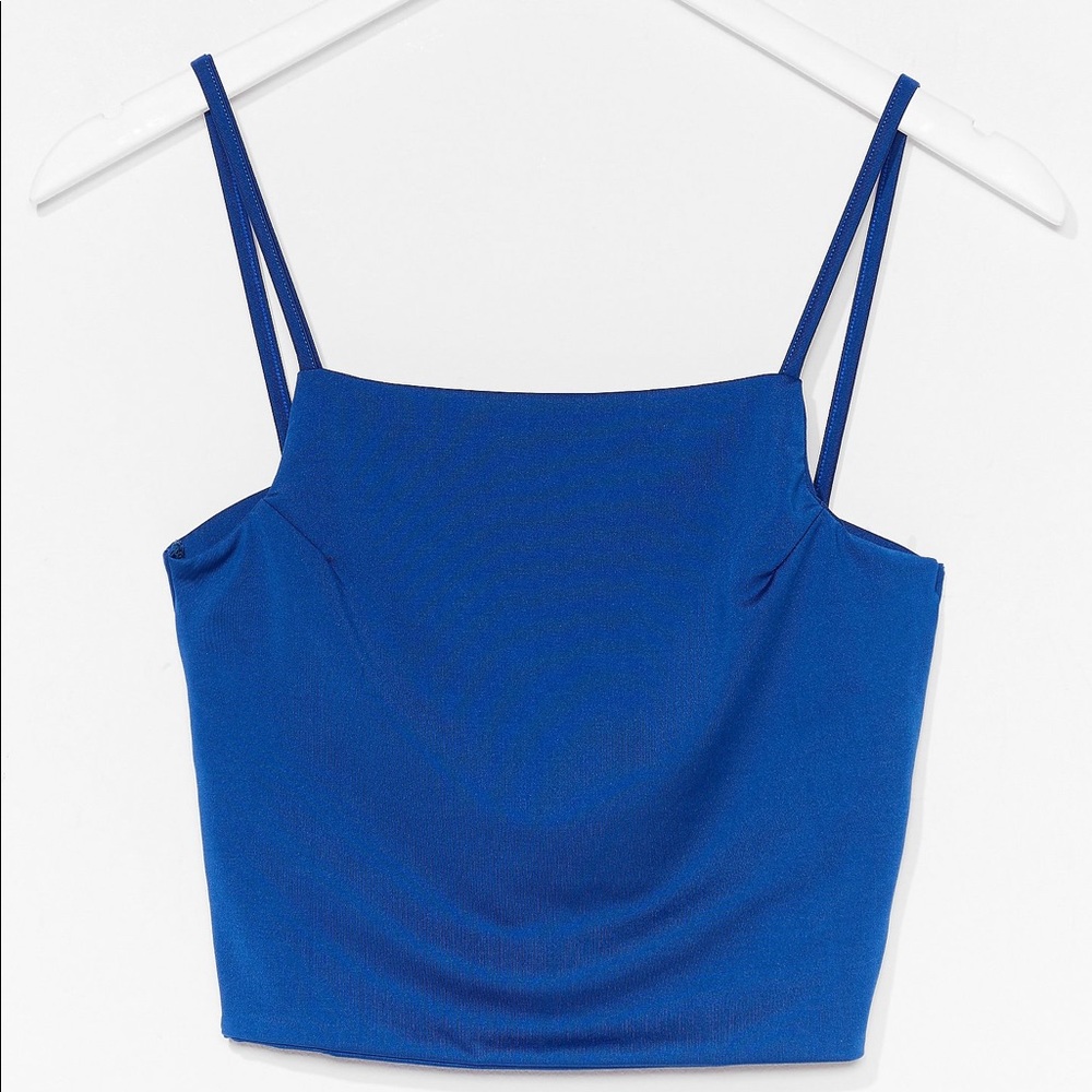 Nasty Gal Blue Strappy Square Neck Crop Top